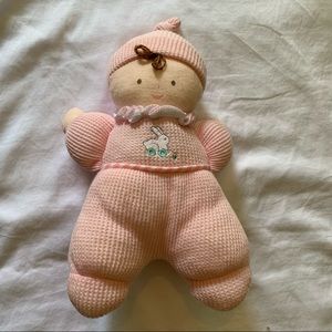 Soft Dreams Stuffed Plush Cloth Pink Thermal Girl Baby Doll Rattle Bunny Rabbit
